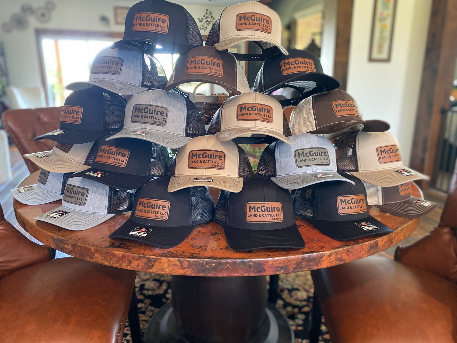 Leather lasered hats